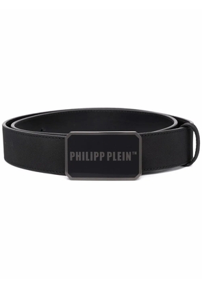 Philipp Plein logo-plaque leather belt - Black