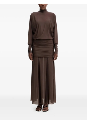 Aniye By roll-neck gathered maxi dress - Brown