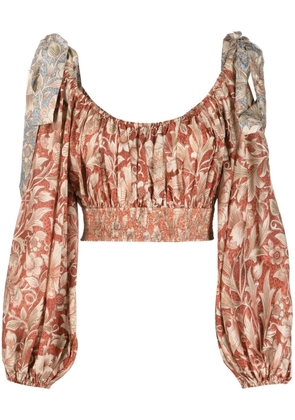 ZIMMERMANN Chintz floral-print silk crop top - Brown