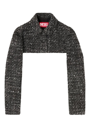 Diesel tweed-texture cropped jacket - Black
