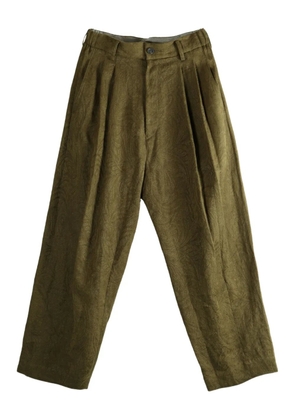 Ziggy Chen pleated patterned trousers - Green