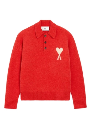 AMI Paris Holiday Capsule intarsia polo sweater - Red