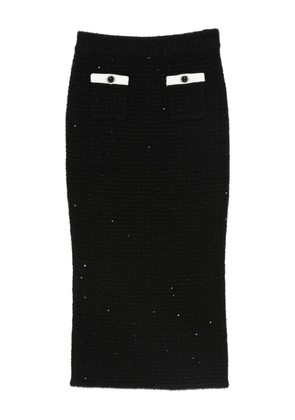 Self-Portrait button-pocket skirt - Black