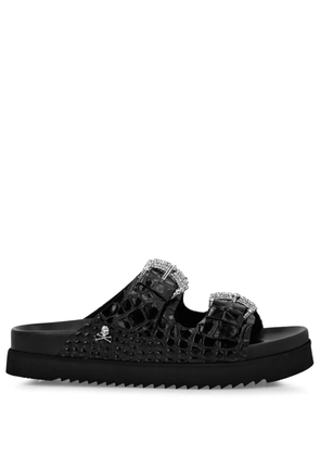 Philipp Plein crocodile-effect leather sandals - Black
