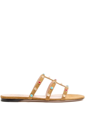Valentino Garavani Rockstud suede sandals - Brown