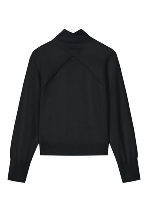 AERON open shoulder roll-neck nest knitwear - Black