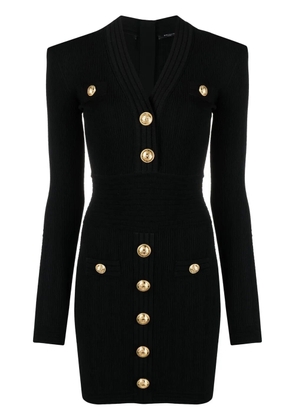 Balmain button-detail ribbed mini-dress - Black