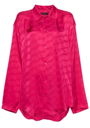 Balenciaga jacquard-logo satin shirt - Pink