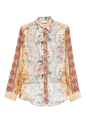 Pierre-Louis Mascia floral lace-detailed shirt - Neutrals