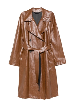 CARLA G. belted leather jacket - Brown