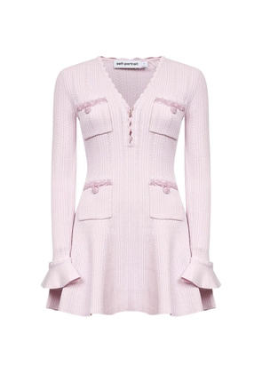 Self-Portrait pocket V-neck mini dress - Pink