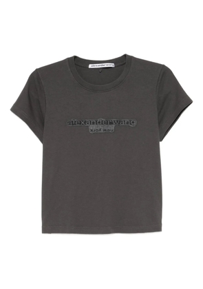 Alexander Wang logo-embroidered cropped T-shirt - Grey