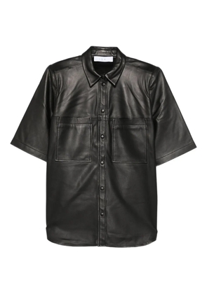 IRO leather short-sleeve pocket shirt - Black