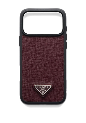 Prada triangle-logo leather iPhone 17 Pro Max case - Red