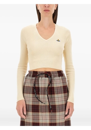 Vivienne Westwood V-neck logo-embroidery sweater - White