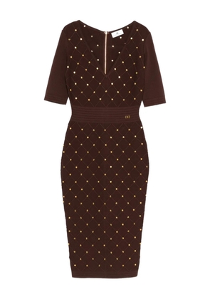 Elisabetta Franchi V-neck embellished dress - Brown