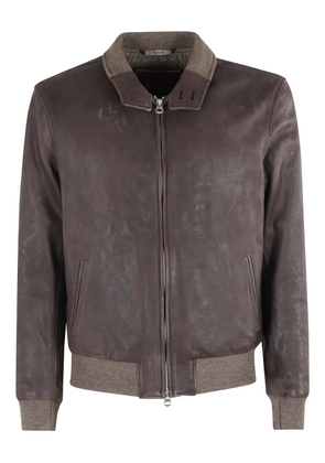 Stewart zip-up leather jacket - Brown