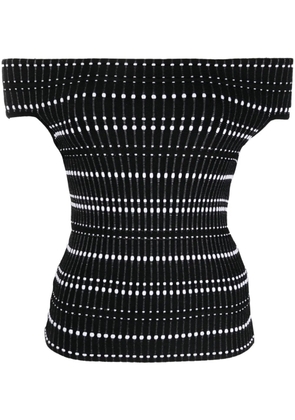 Alexander McQueen open-knit off-shoulder top - Black