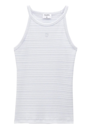 Filippa K monogram-embroidered striped organic cotton tank top - Blue
