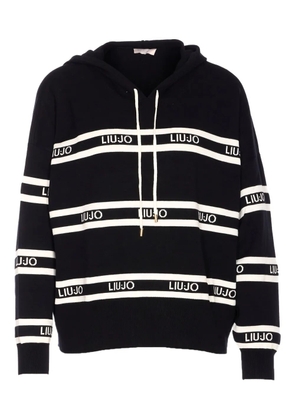 LIU JO logo-stripe hoodie - Black