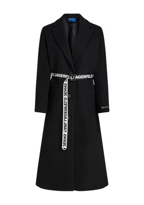 Karl Lagerfeld Jeans belted logo-jacquard coat - Black