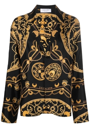 Marine Serre chain-print silk shirt - Black