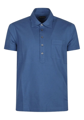TOM FORD chest-pocket cotton polo shirt - Blue
