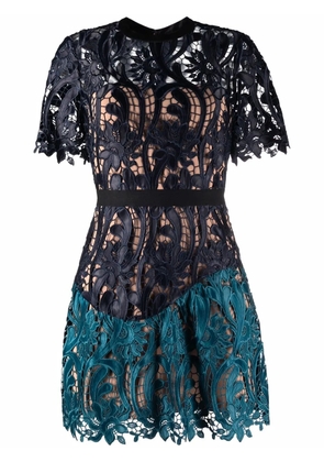 Self-Portrait two-tone guipure lace minidress - Blue