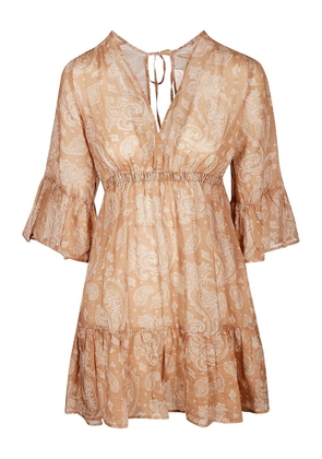 MC2 Saint Barth paisley-print ruffled dress - Brown