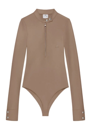 Courrèges zip-front long-sleeve bodysuit - Brown