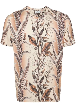 ETRO botanical-print cotton T-shirt - Neutrals