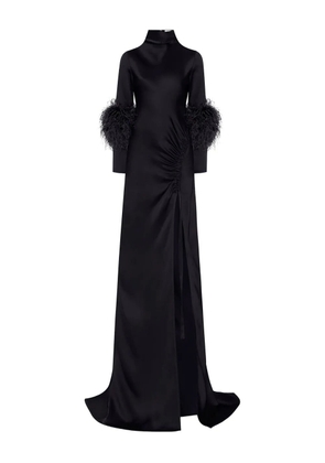 LAPOINTE feather gathered-detail long dress - Black