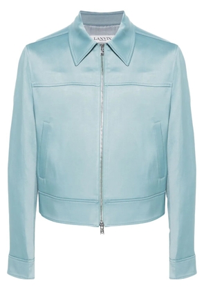 Lanvin floral-appliqué zip-up shirt jacket - Blue