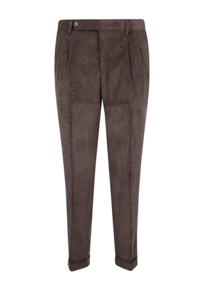 Barba pleated corduroy trousers - Brown
