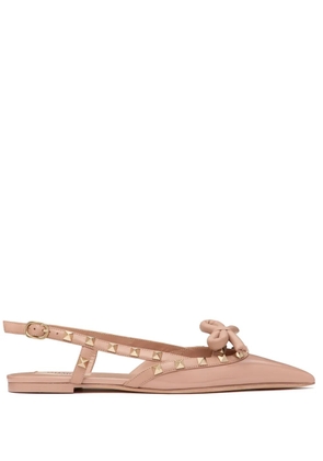 Valentino Garavani Rockstud Bow slingback ballerina shoes - Pink