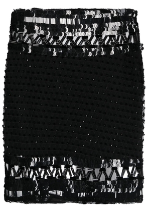 Alberta Ferretti Ricamato tulle beaded miniskirt - Black