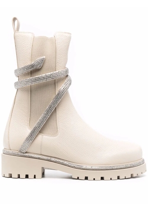 René Caovilla rhinestone snake boots - Neutrals