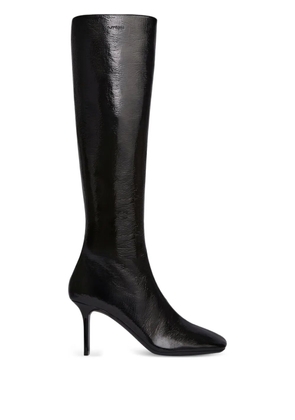 Courrèges square-toe calf-leather knee-high boots - Black