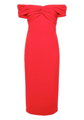 Self-Portrait off-shoulder crepe midi dress - Red