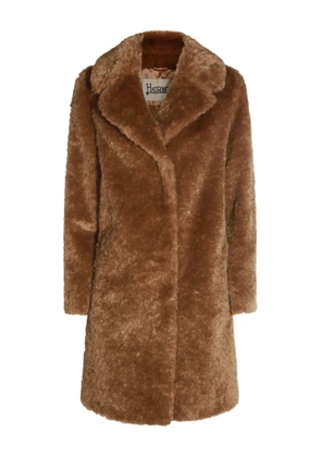 Herno faux-fur lapel coat - Brown