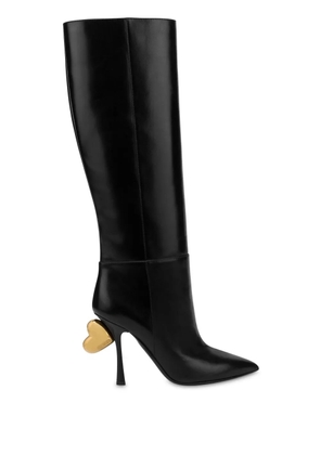 Moschino sculpted heel knee boots - Black