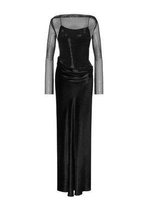 Alberta Ferretti mesh-overlay dress - Black