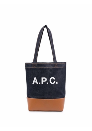 A.P.C. logo-printed tote - Blue