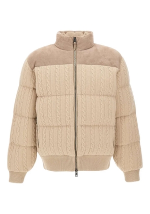 BOSS cable-knit suede jacket - Neutrals