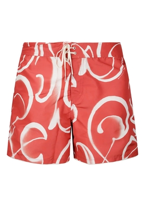 Stockholm Surfboard Club lace-up print shorts - Red
