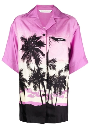 Palm Angels sunset-print bowling shirt - Purple