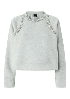 PINKO embellished-neckline sweatshirt - Grey