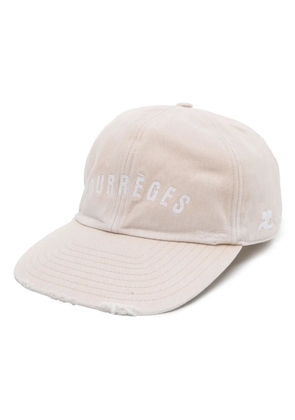 Courrèges logo-embroidered distressed cap - Neutrals
