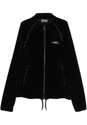 Versace Jeans Couture logo-appliqué velour jacket - Black