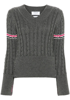 Thom Browne RWB-stripe cable-knit jumper - Grey